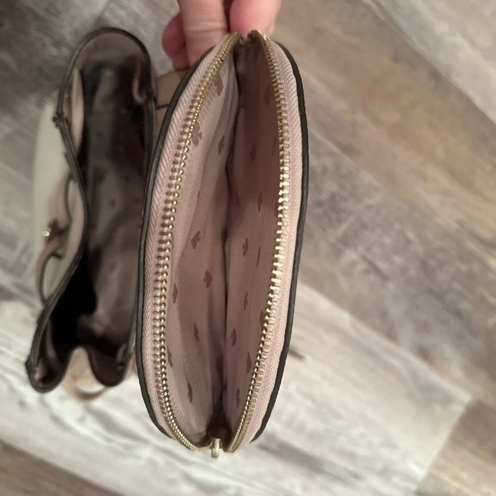Kate Spade Leila Drawstring Medium Flap Leather Backpack Warm Beige